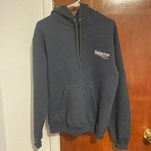 BALENCIAGA Campaign Graphic Print Crew Neck Black Hoodie